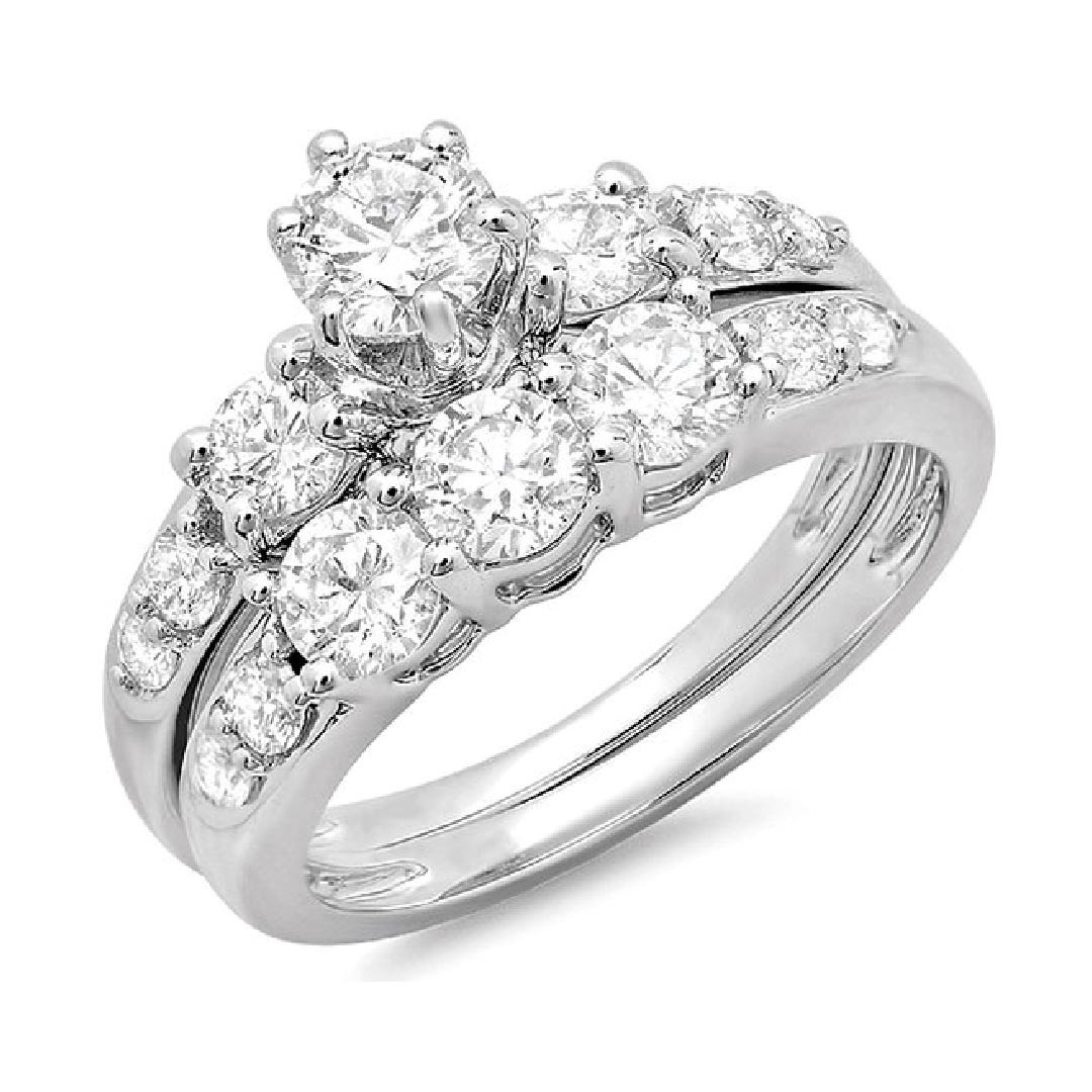 Gemstone Wedding Sets
 2 00 Carat ctw 14k Gold Round Diamond La s 3 Stone
