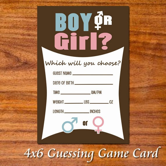 Gender Party Ideas Games
 Gender Reveal Party Game Cards Chocolate Pink by