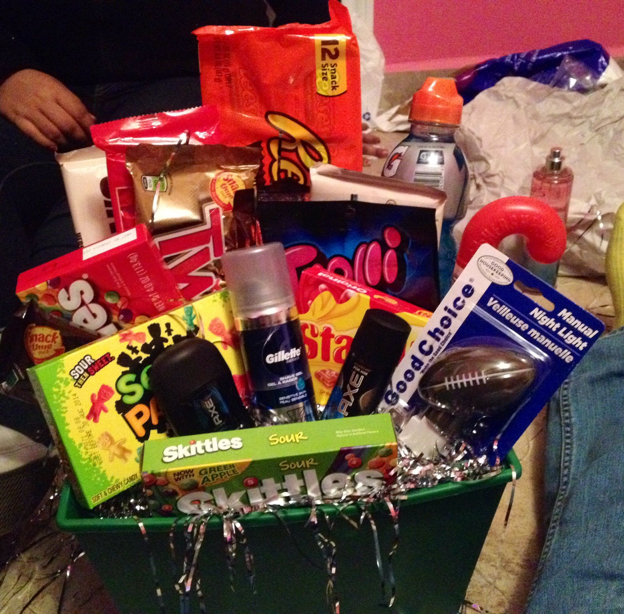 Gift Baskets Ideas For Him
 Gift basket I made my boyfriend for Christmas