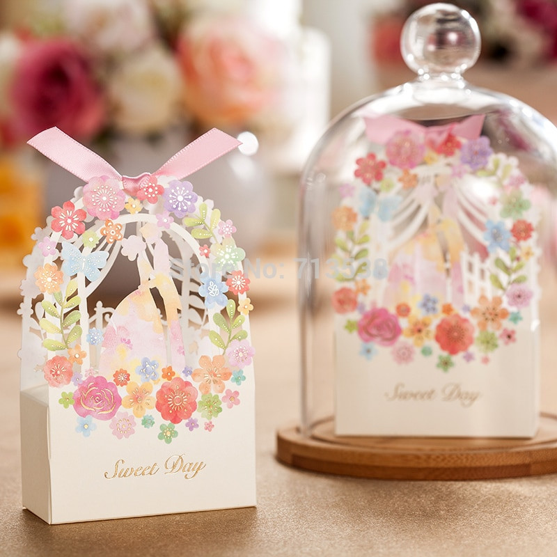 Gift For Wedding
 25p Bride And Groom Wedding Favor Box Flower Gift Box