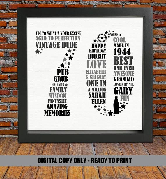 Gift Ideas For 70Th Birthday
 Personalized Birthday Gift 70th birthday 70th birthday