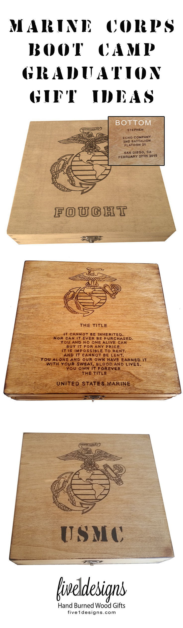 Gift Ideas For Marine Boot Camp Graduation
 Marine Corps boot camp graduation keepsake boxes Each box