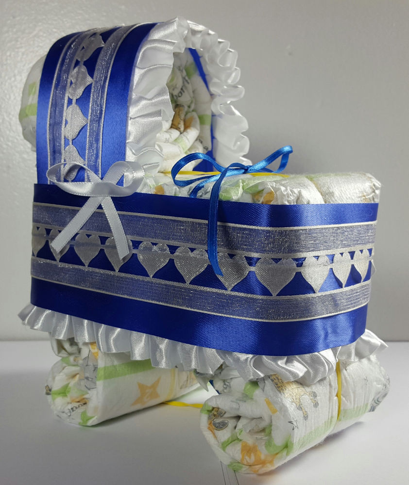 Gifts For Baby Shower Boy
 Diaper Cake Bassinet Carriage Baby Shower Gift Boy Royal