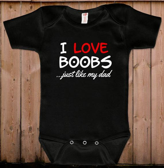 Gifts For Daddy From Baby Boy
 Cute baby boy clothes bodysuit t for dad I love boobs just