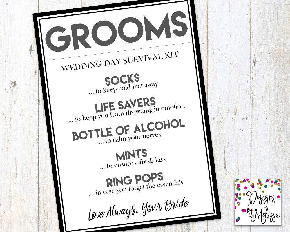 Gifts For Groom To Give Bride On Wedding Day
 Groom s Wedding Day Survival Kit Groom Gift from Bride