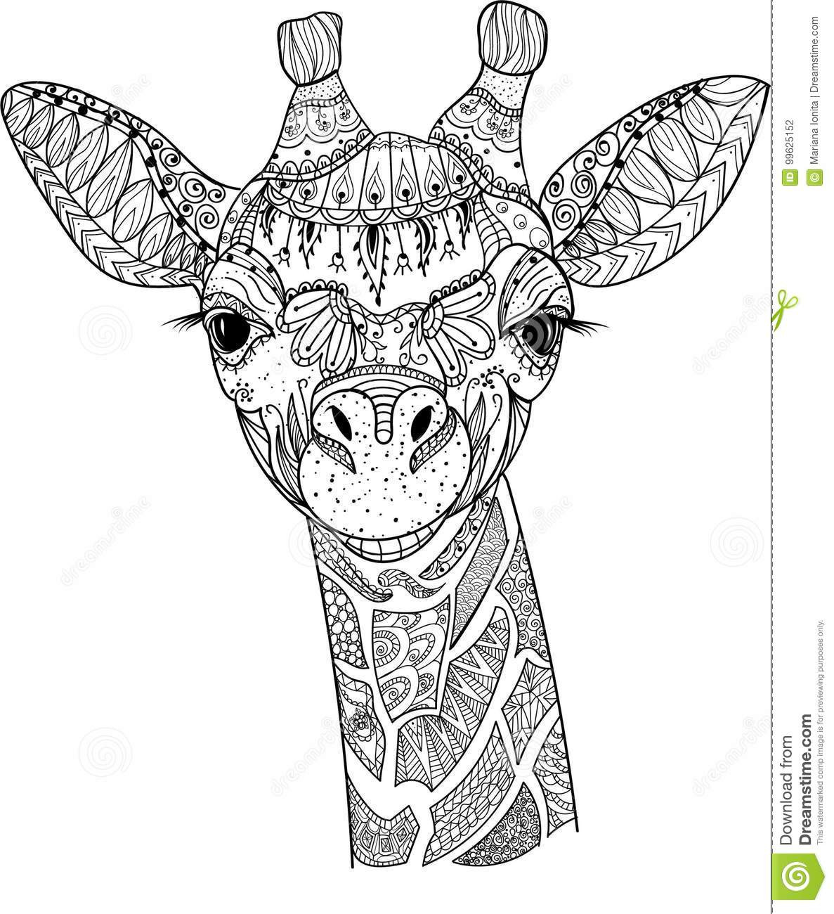 Giraffe Coloring Pages For Adults
 Zentangle giraffe stock vector Illustration of decoration