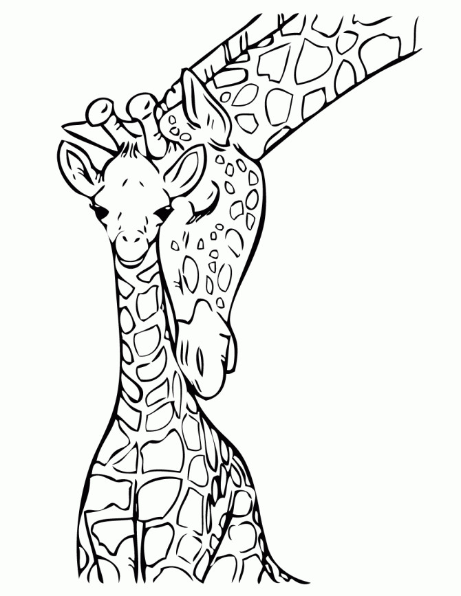 Giraffe Coloring Pages For Adults
 Baby Giraffe With Mommy Coloring Page