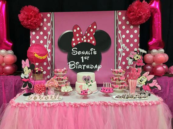 Girl Birthday Decorations
 Minnie Mouse Inspired Tall Standing Table Decoration
