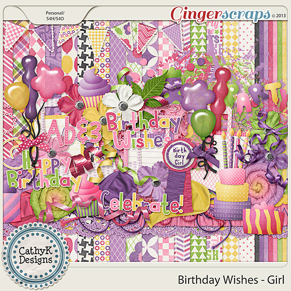 Girl Birthday Wishes
 GingerScraps Kits Birthday Wishes Girl Kit
