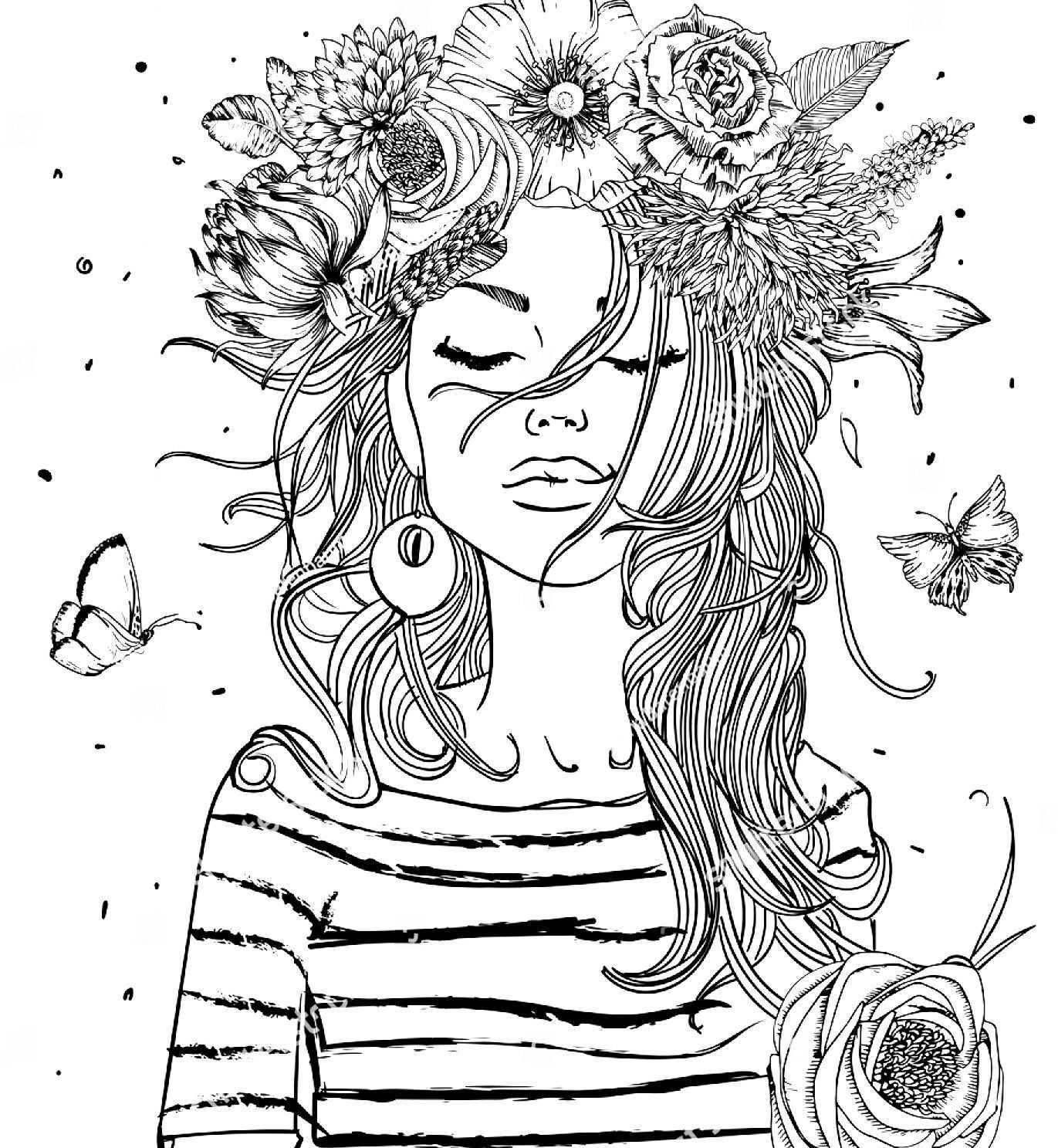 Girl Coloring Pages For Adults
 Pin de Gary Simmons en Coloring