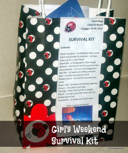 Girlfriend Getaway Gift Ideas
 Domesblissity Girl s Weekend Survival Kit