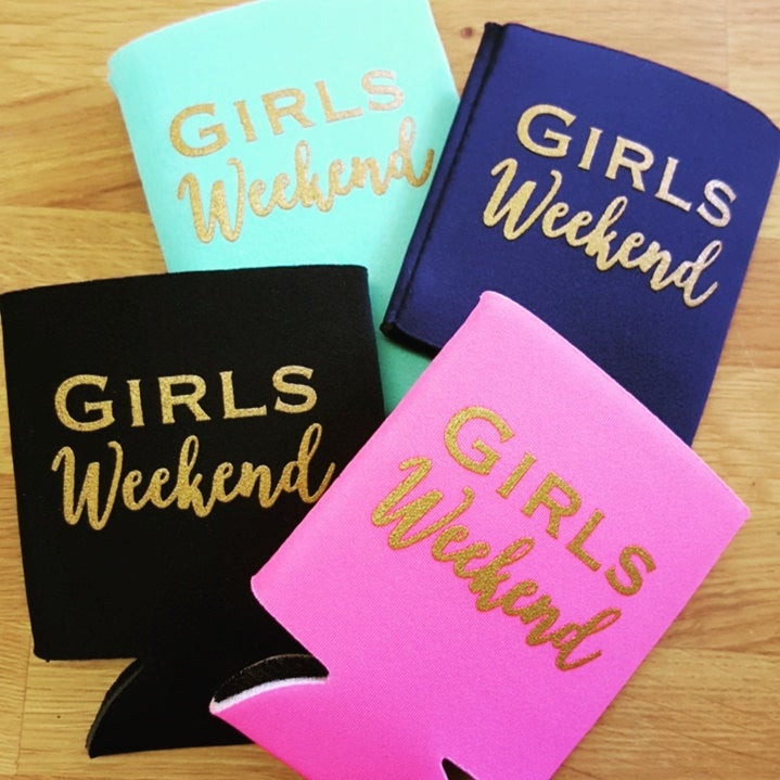 Girlfriend Getaway Gift Ideas
 Girls Weekend Can Cooler in multiple colors Can be