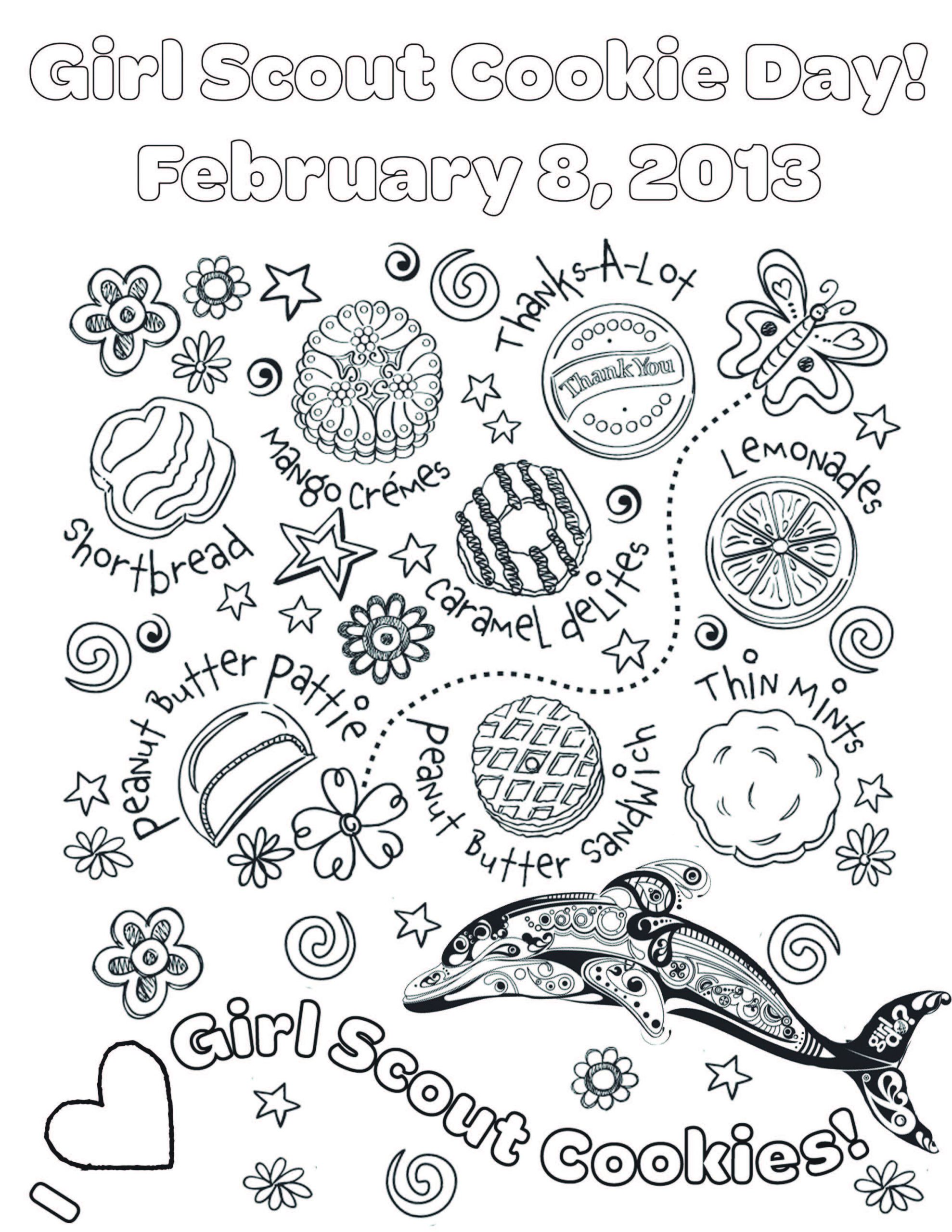 Girls Scout Cookie Coloring Pages
 National Girl Scout Cookie Day on Feb 8th