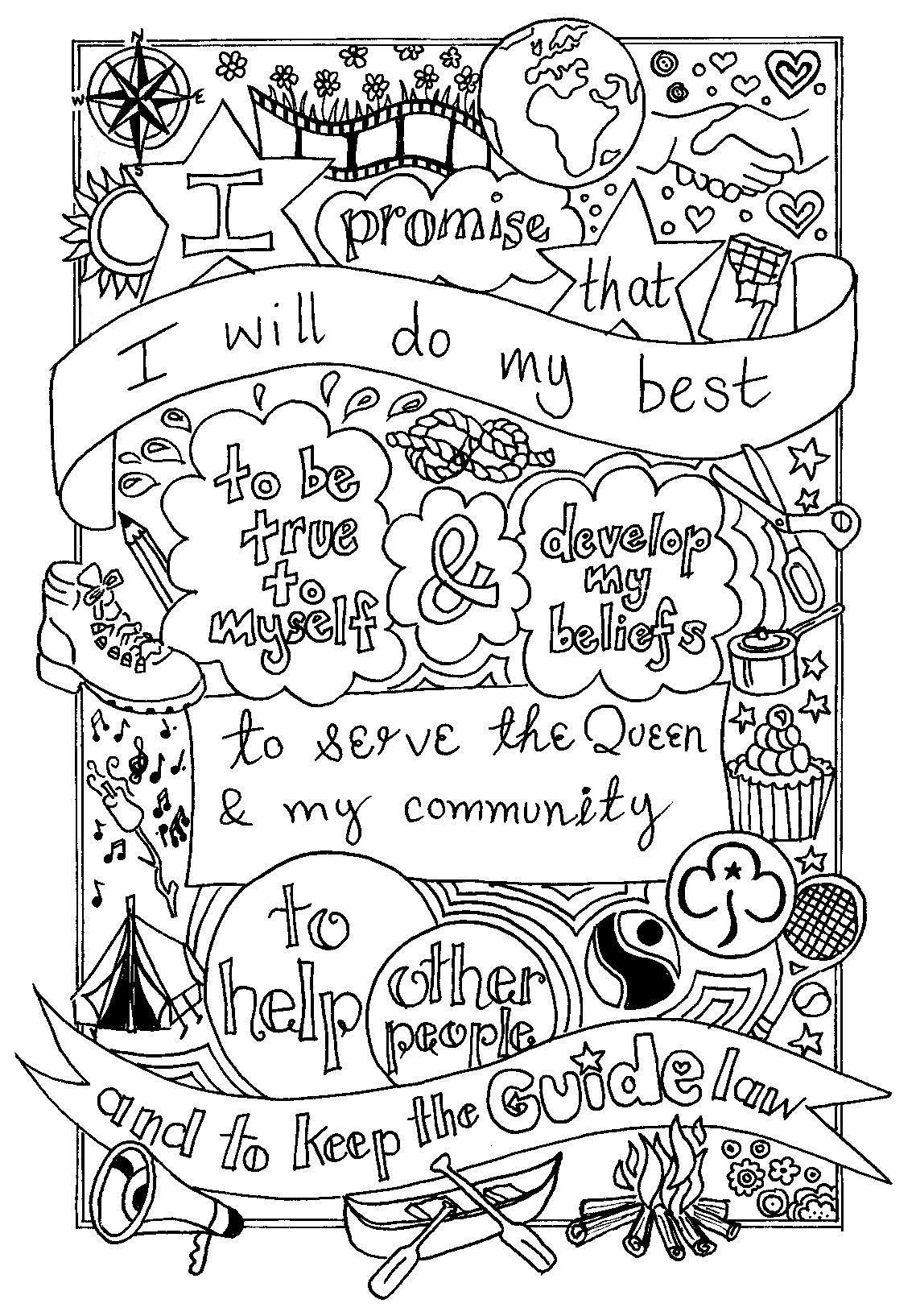 Girls Scout Promise Coloring Pages
 UK Guide Promise colouring sheet Created by emyb Emy