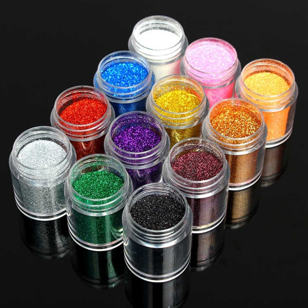 Glitter Dust For Nails
 12 Colors Holo Nail Art Powder Shiny Glitter Dust Slice