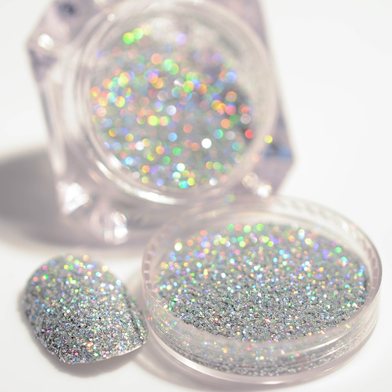 Glitter Dust For Nails
 2g Box Holographic Silver Laser Nail Glitter Powder