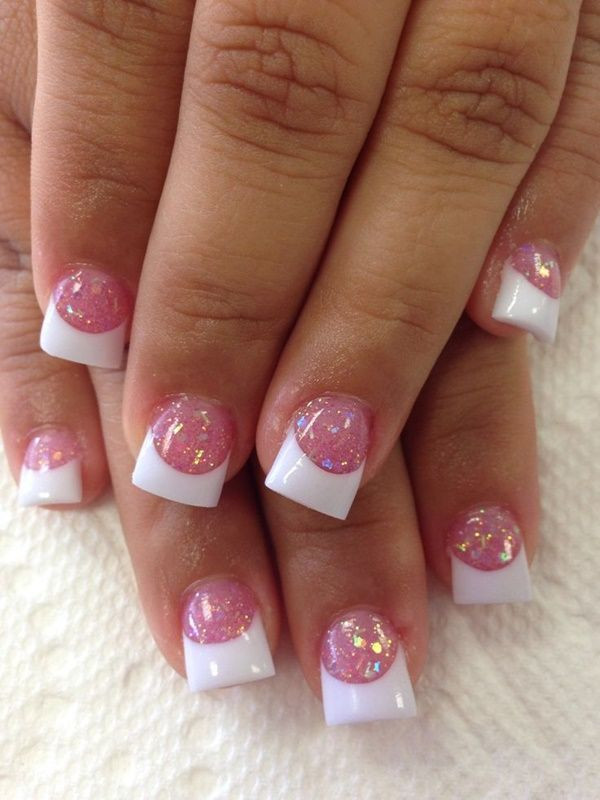 Glitter French Tip Nails
 50 Cute Pink Nail Art Designs for Beginners 2015