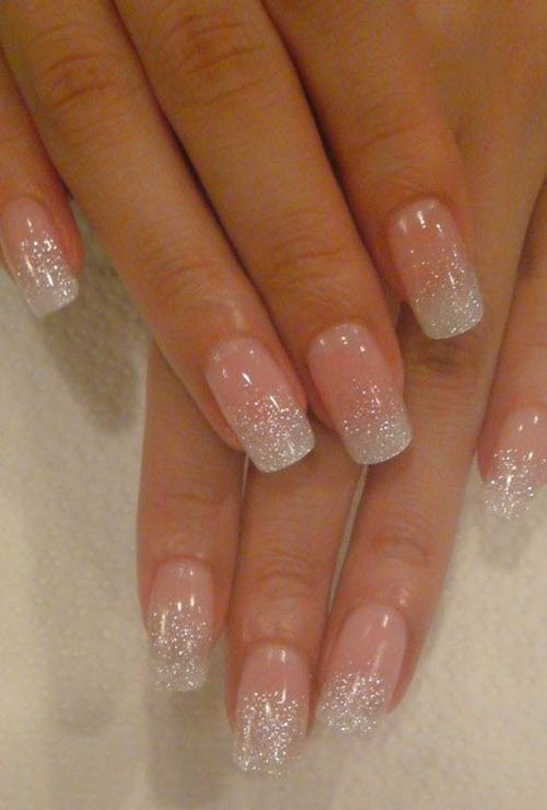 Glitter French Tip Nails
 Glitter Nail Art Ideas Step by Step Tutorials for