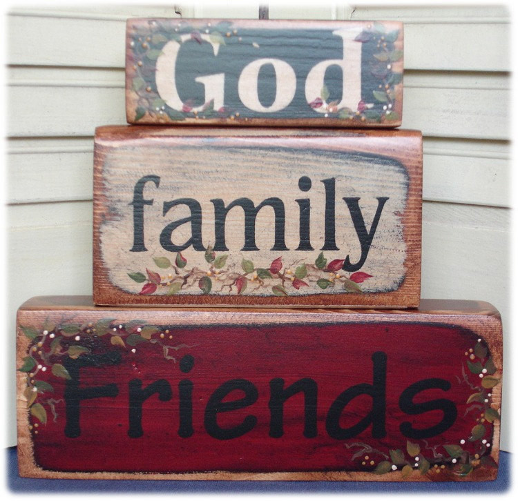 God And Family Quotes
 Primitive God Family Friends Saying Red Black Shelf Sitter