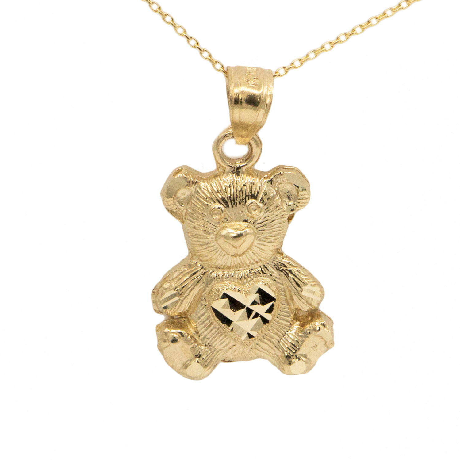 Gold Bear Necklace
 14k Yellow Gold Teddy Bear Necklace
