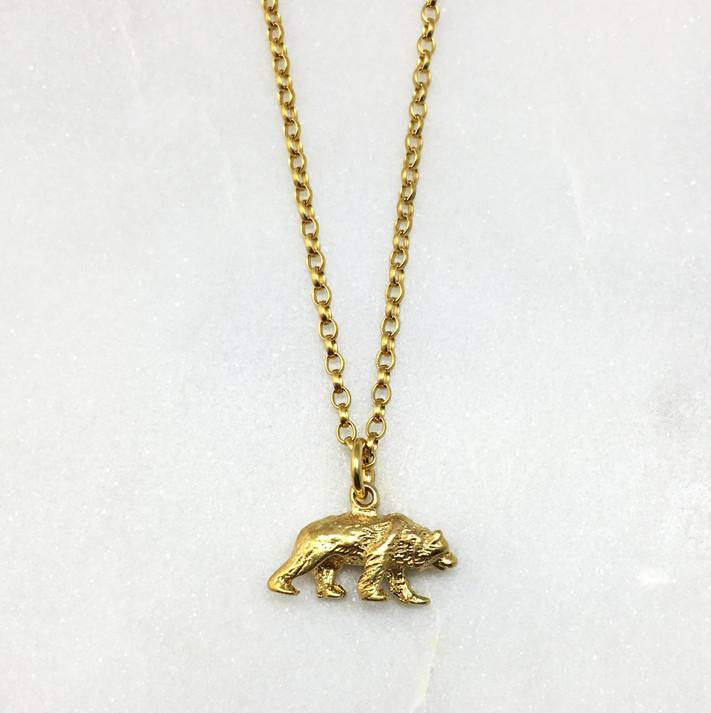Gold Bear Necklace
 Tiny Gold Bear Necklace Jewel Thief Mightisnot Right