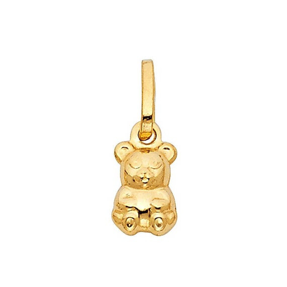 Gold Bear Necklace
 14K Solid Yellow Gold Teddy Bear Pendant Polished Necklace