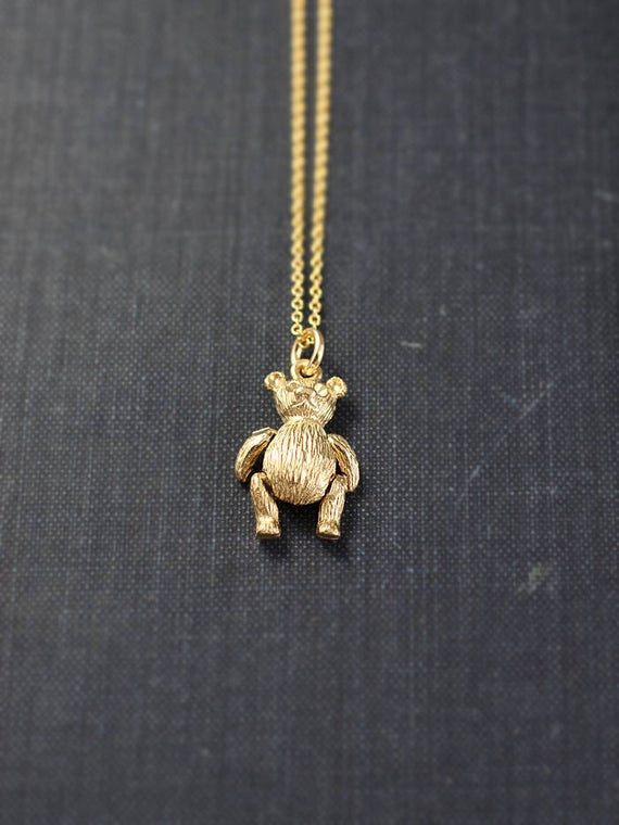 Gold Bear Necklace
 Small 9ct Gold Teddy Bear Charm Necklace Solid 9 Karat Gold