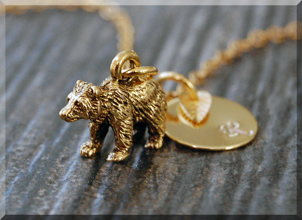 Gold Bear Necklace
 Gold Bear Charm Necklace Initial Charm Necklace