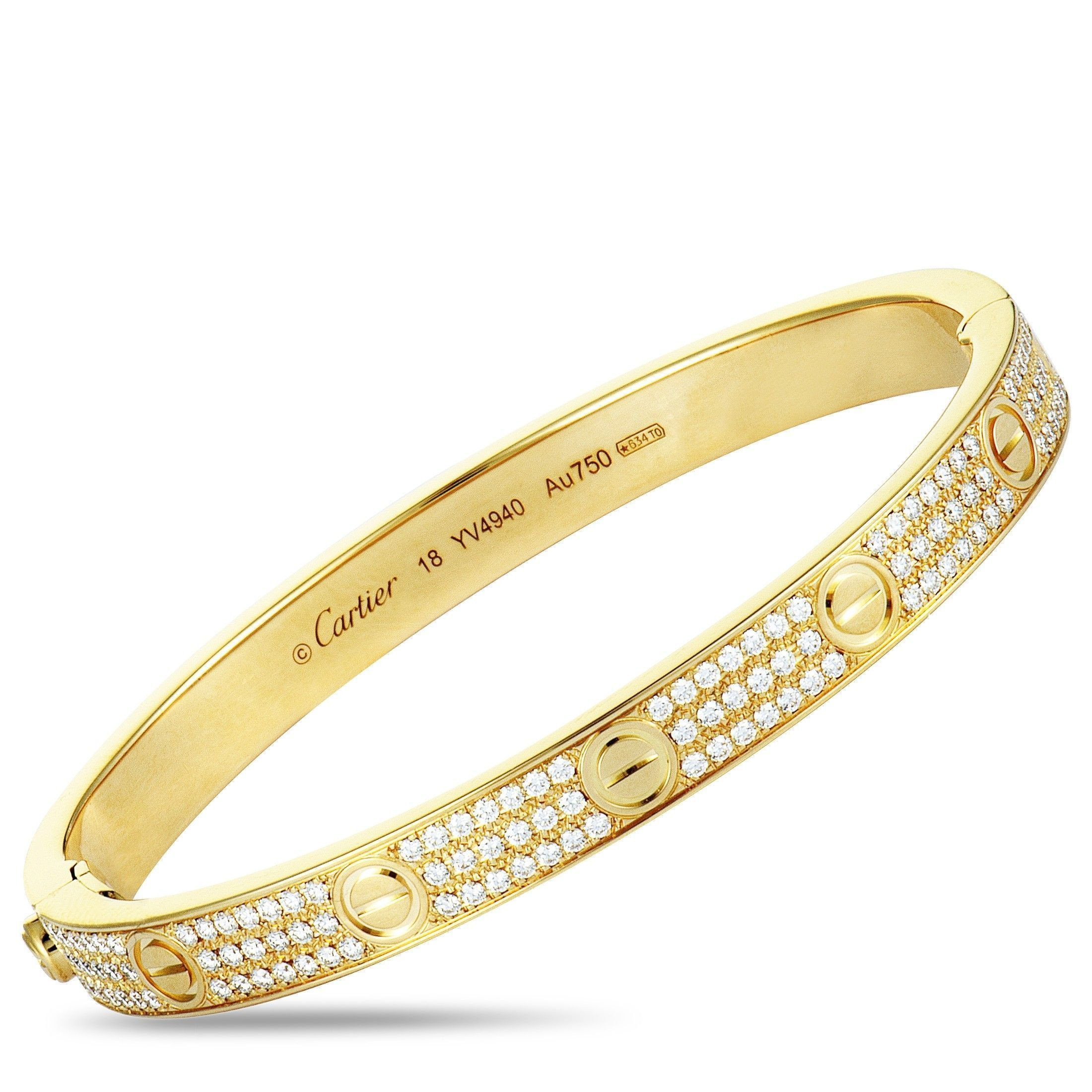 Gold Cartier Bracelet
 Cartier Love 18K Yellow Gold Diamond Bangle Bracelet Size