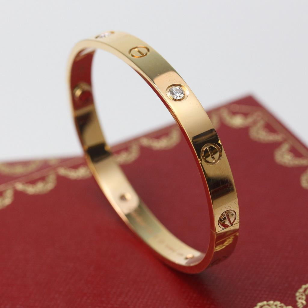 Gold Cartier Bracelet
 18kt Rose Gold 31g Cartier Love Bracelet With Diamonds