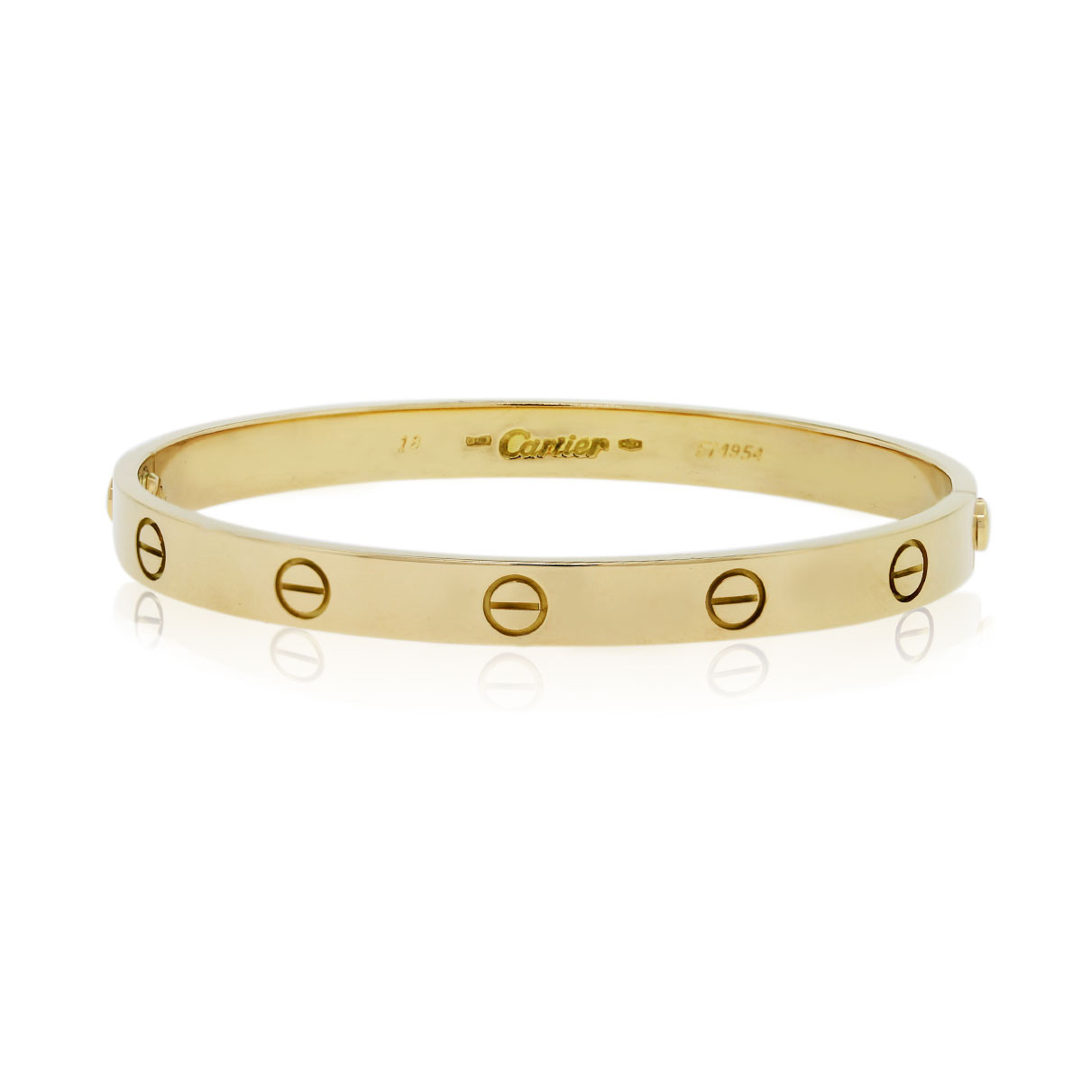 Gold Cartier Bracelet
 Cartier 18k Yellow Gold LOVE Bracelet Bangle Size 18