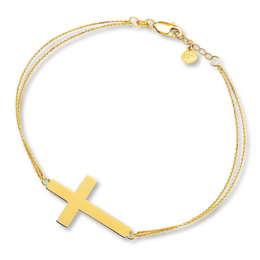 Gold Cross Bracelet
 Sideways Cross Bracelet 14K Yellow Gold Jared