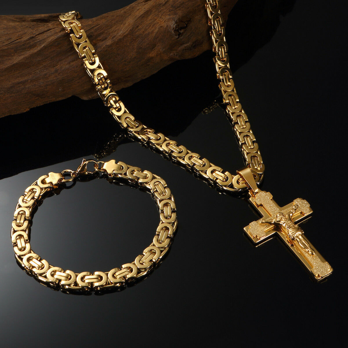 Gold Cross Bracelet
 MENS 18K YELLOW GOLD FILLED NECKLACE CHAIN JEWELRY 55 60