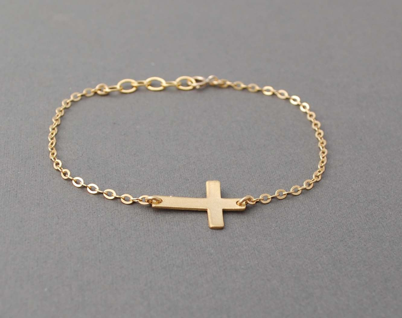 Gold Cross Bracelet
 Gold Sideways Cross Bracelet Horizontal also in by