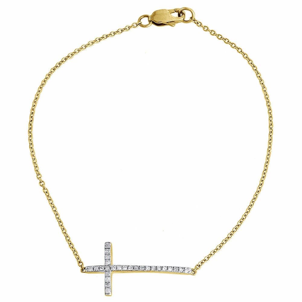 Gold Cross Bracelet
 Diamond Sideways Cross Bracelet La s 10K Yellow Gold