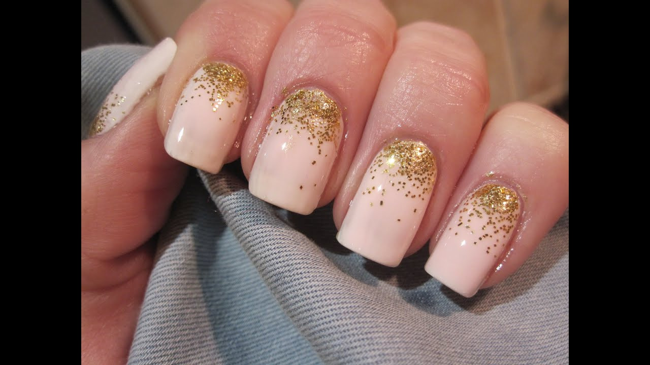 Gold Glitter Ombre Nails
 Gold ombre glitter Złoty ombre brokat manicure Wzory