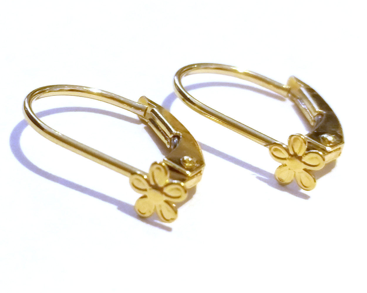 Gold Leverback Earrings
 14K Solid Yellow Gold Leverback Earrings with a by LiolieGroup