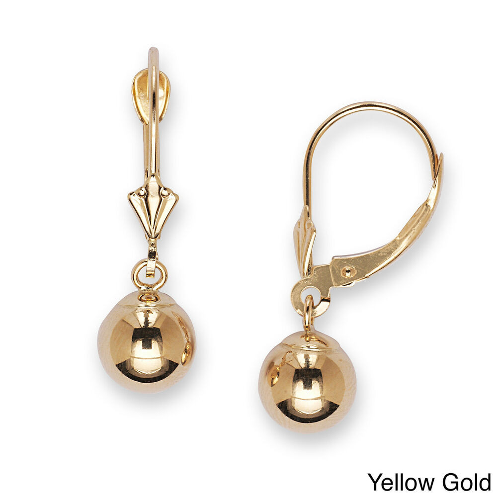 Gold Leverback Earrings
 14k Gold 8 mm Ball Drop Leverback Dangle Earrings