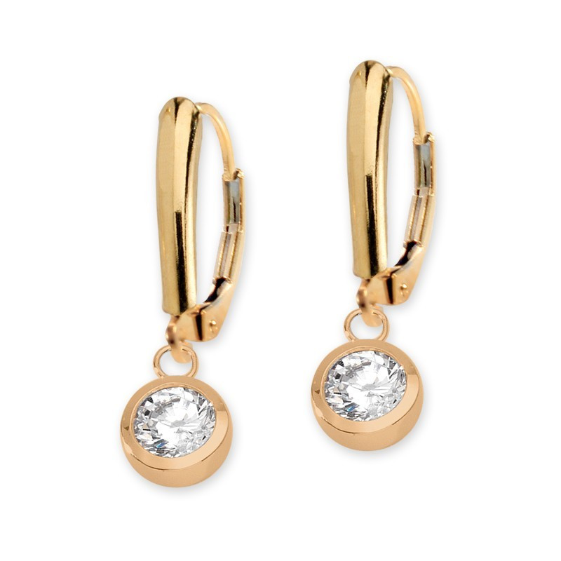 Gold Leverback Earrings
 Cubic Zirconia Leverback Earrings in Gold Over Sterling Silver