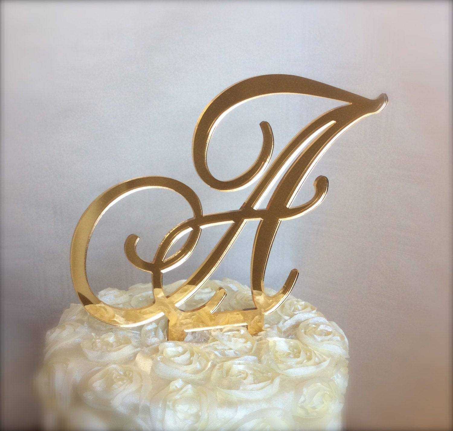 Gold Wedding Cake Toppers
 gold mirror custom monogram cake topper for weddings