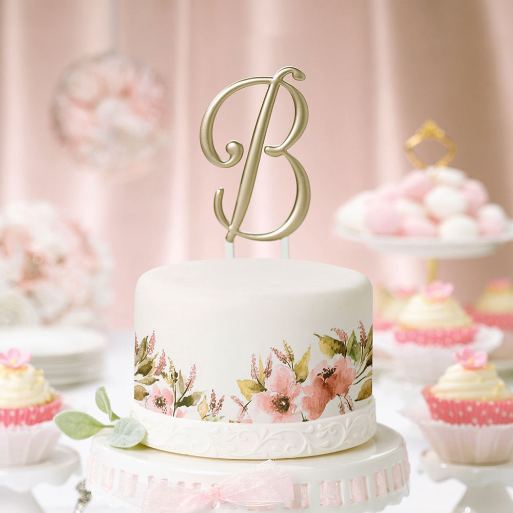 Gold Wedding Cake Toppers
 5 Inch Gold Single Initial Monogram Wedding Cake Topper