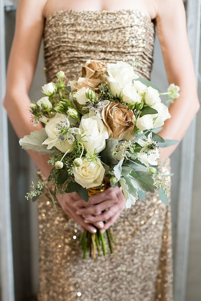 Gold Wedding Flowers
 White And Gold Wedding Bouquets
