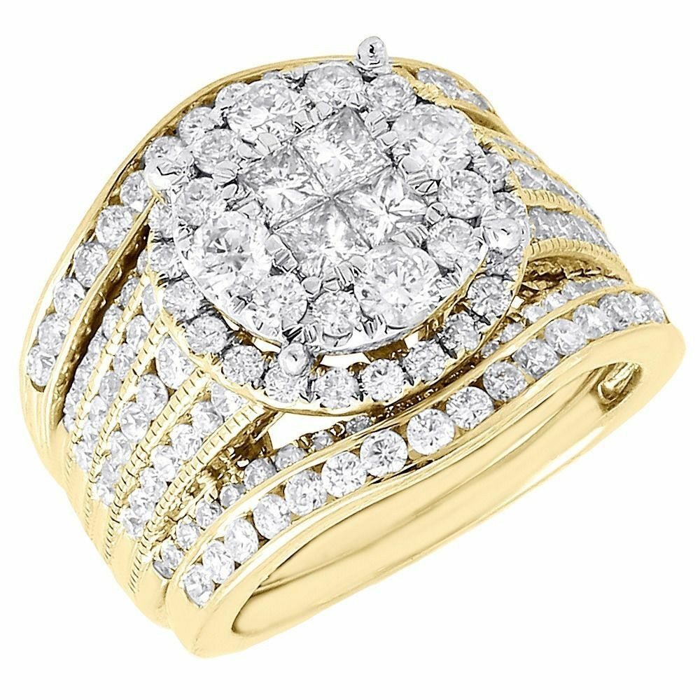 Gold Wedding Ring Sets
 Diamond Bridal Set La s 14K Yellow Gold 3 Piece Princess