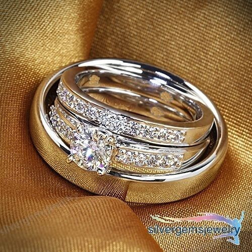 Gold Wedding Ring Sets
 Diamond Trio Set His Hers Matching Engagement Ring Wedding
