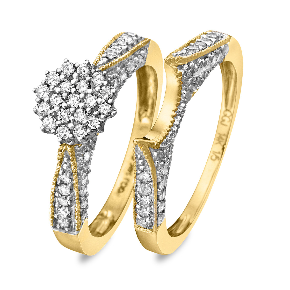Gold Wedding Ring Sets
 1 3 4 Carat Diamond Bridal Wedding Ring Set 14K Yellow