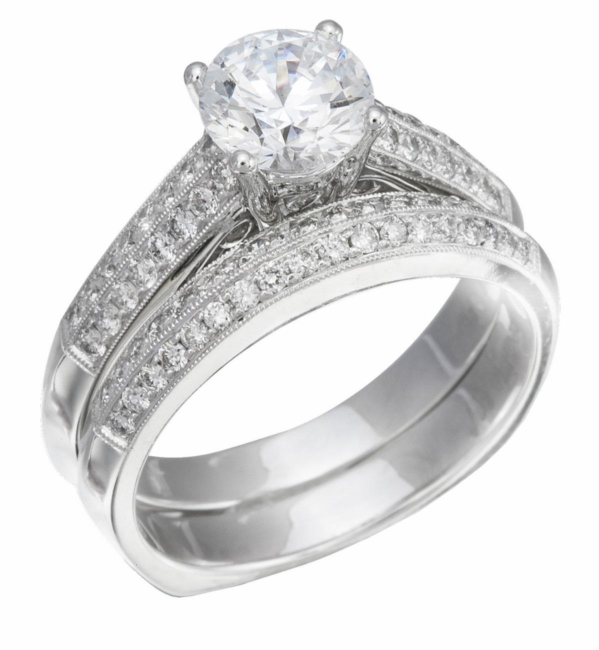 Gold Wedding Ring Sets
 Wedding Ring Set White Gold with Diamonds on Ring & Band