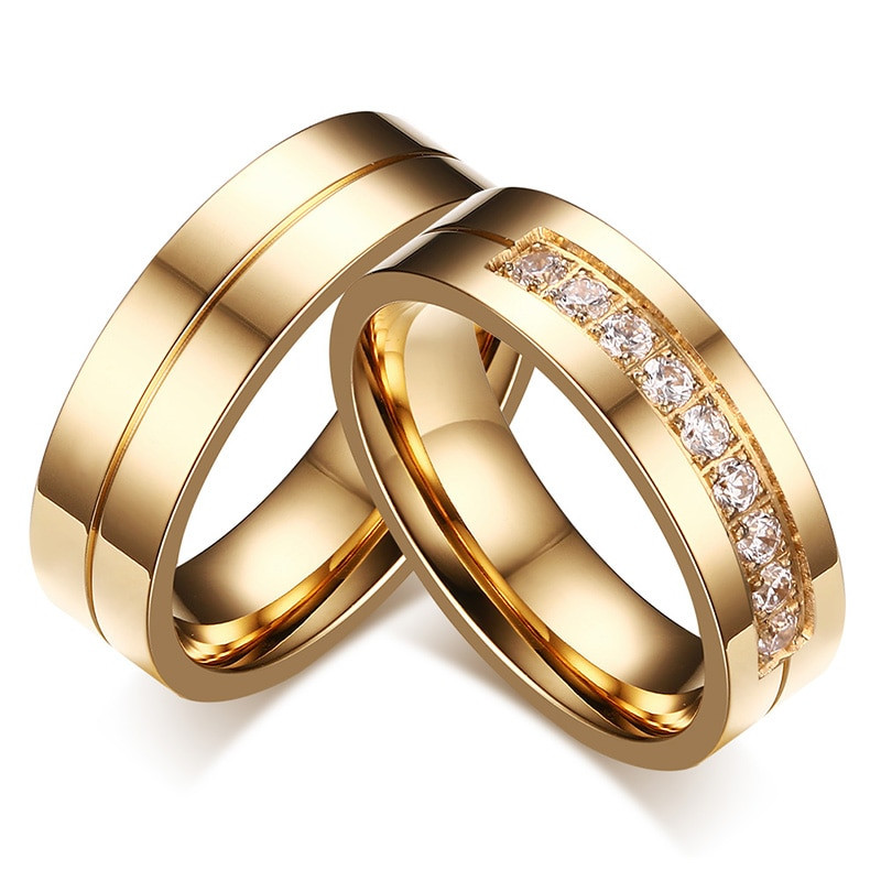 Gold Wedding Rings
 Aliexpress Buy AAA Cubic Zirconia Couple Ring Gold
