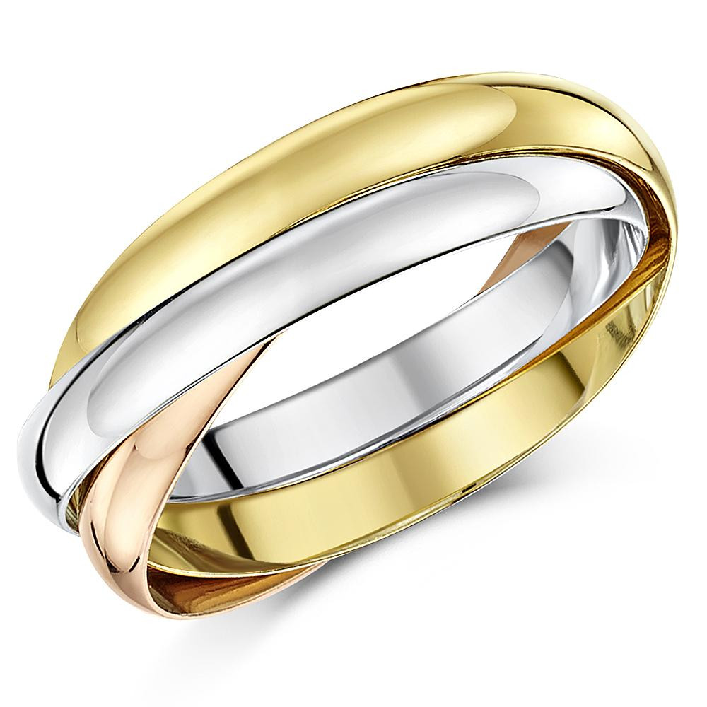 Gold Wedding Rings
 9ct Russian Wedding Ring Multi Tone 3 Colour Gold Band