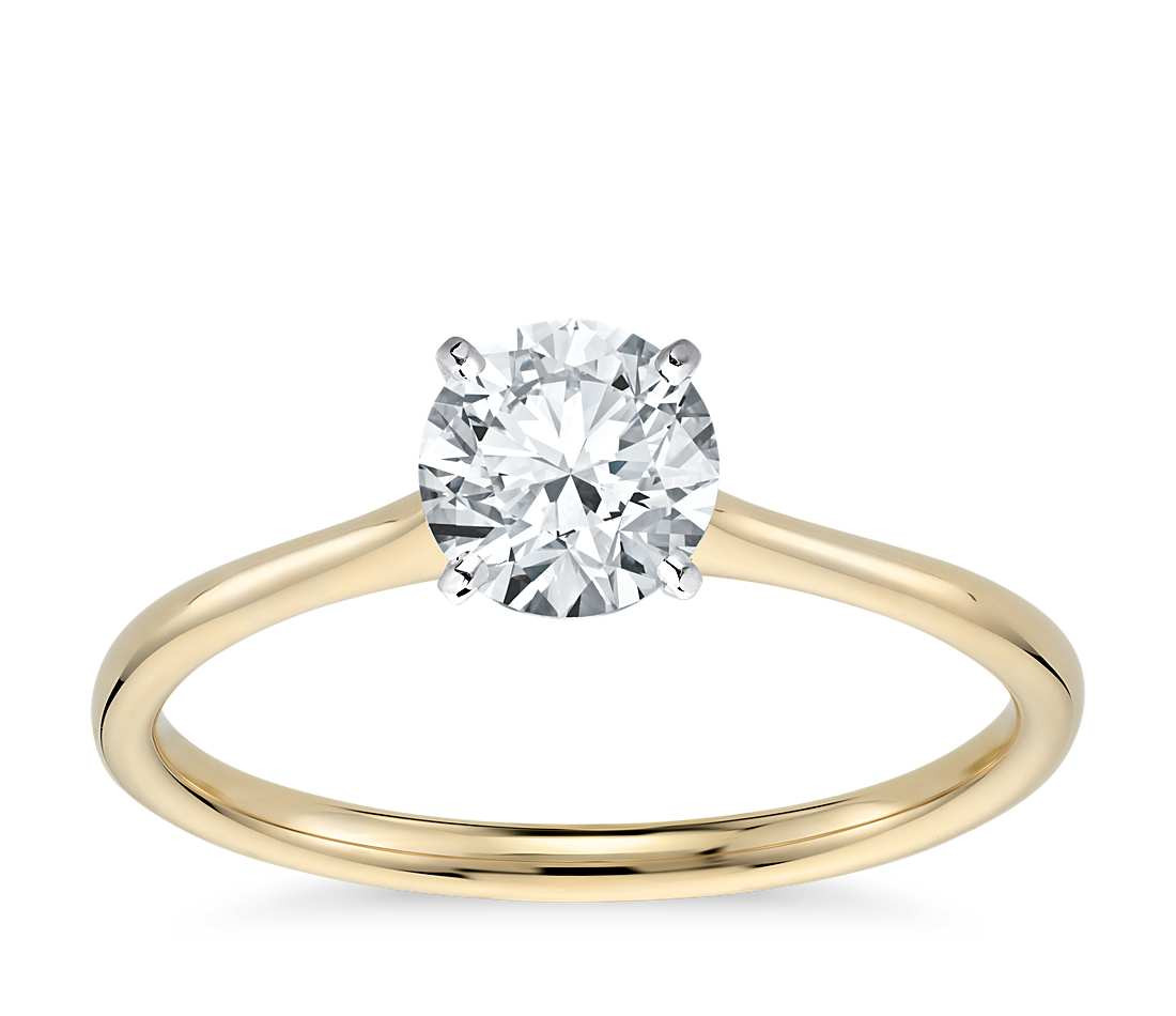Gold Wedding Rings
 Petite Solitaire Engagement Ring in 18k Yellow Gold