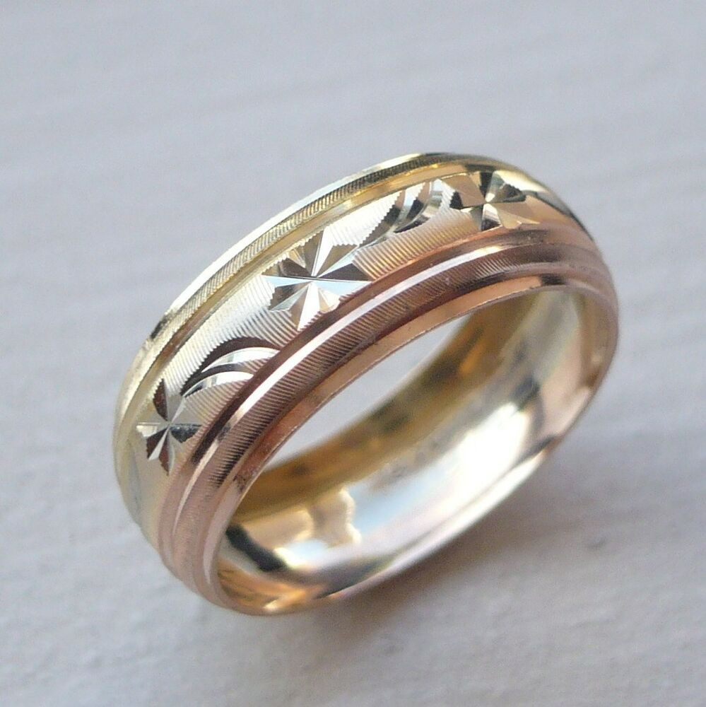 Gold Wedding Rings
 14k Solid Tricolor Gold Men 039 s Women 039 s Wedding Band